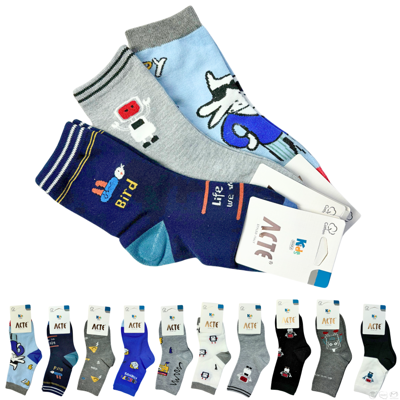 SKARPETKI 3-PAK BŁĘKIT/SZARE