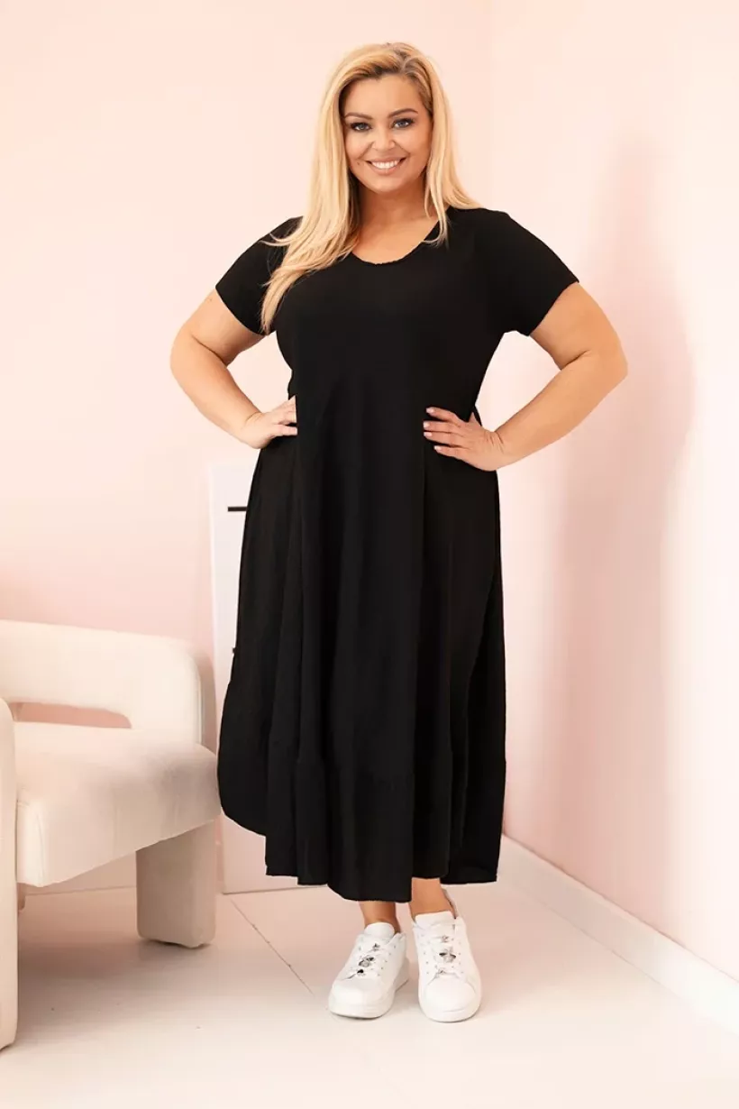Sukienka damska plus size z falbaną  czarny