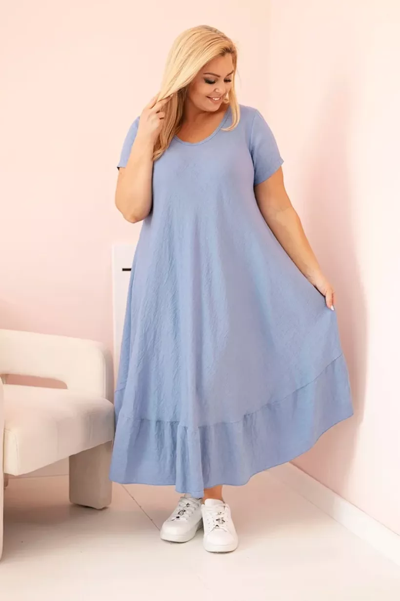 Sukienka damska plus size z falbaną jeans