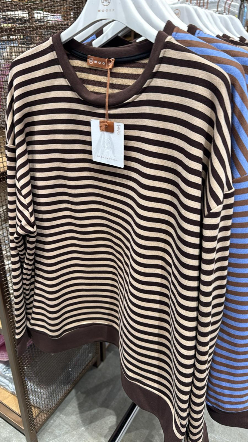 Italia nr.3 - Bluza w paski - wł. - 2302 - czekoladowo beżowa