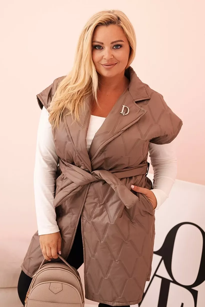 Kamizelka damska Plus Size pikowana fango