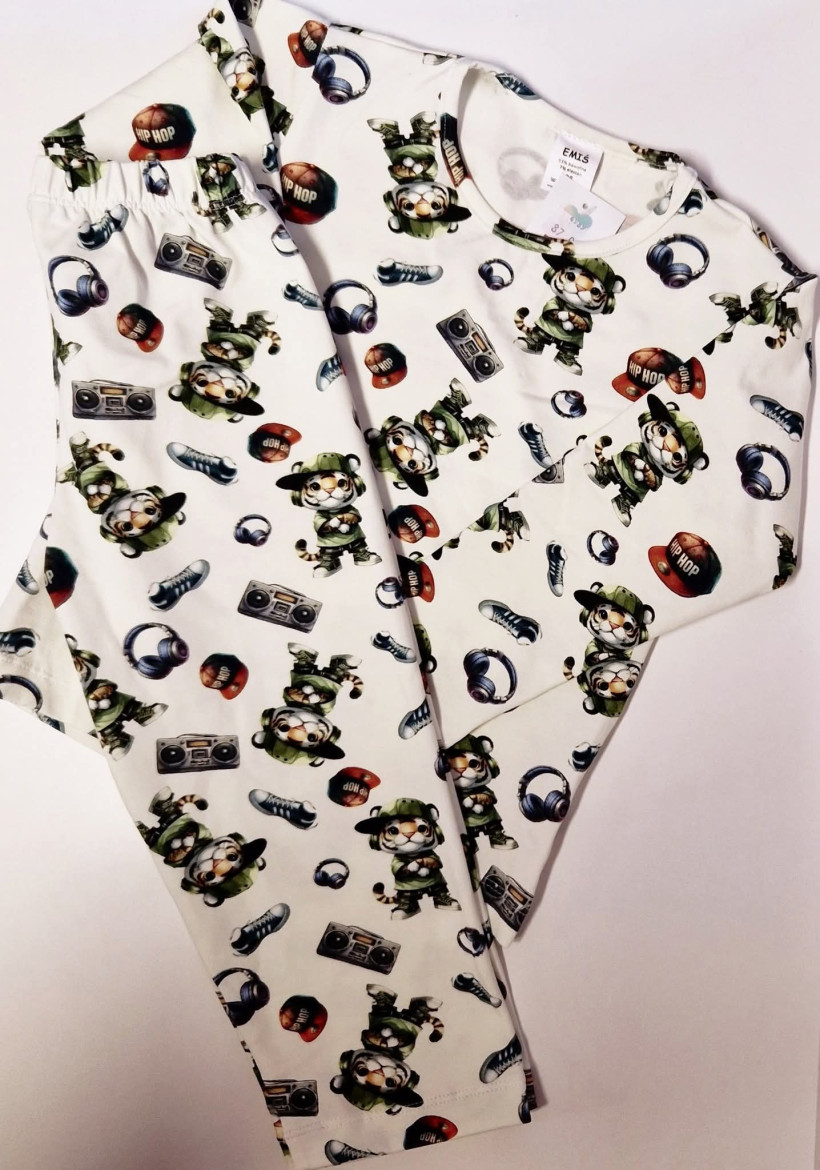 PIŻAMA TYGRYS HIP HOP DŁUGI RĘKAW/DŁUGA NOGAWKA EMIŚ