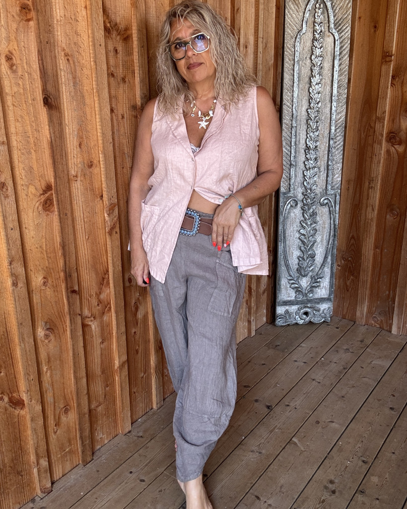 Ref 4898 Pantalon japonisant en lin du 34 au 46