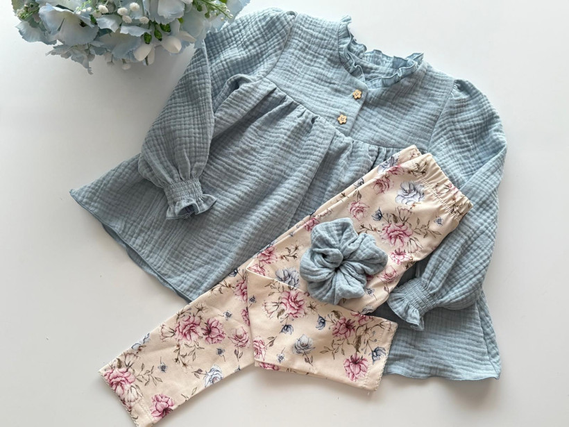 TUNIKA MUŚLINOWA ZE STÓJKĄ LAZUROWA MAKBA