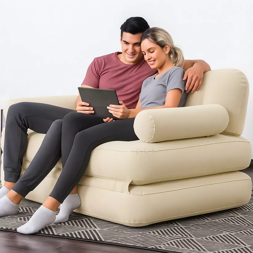 Materac Dmuchany Dwuosobowy Sofa Rozkładana Łóżko do Spania na Plażę NAD WODĘ