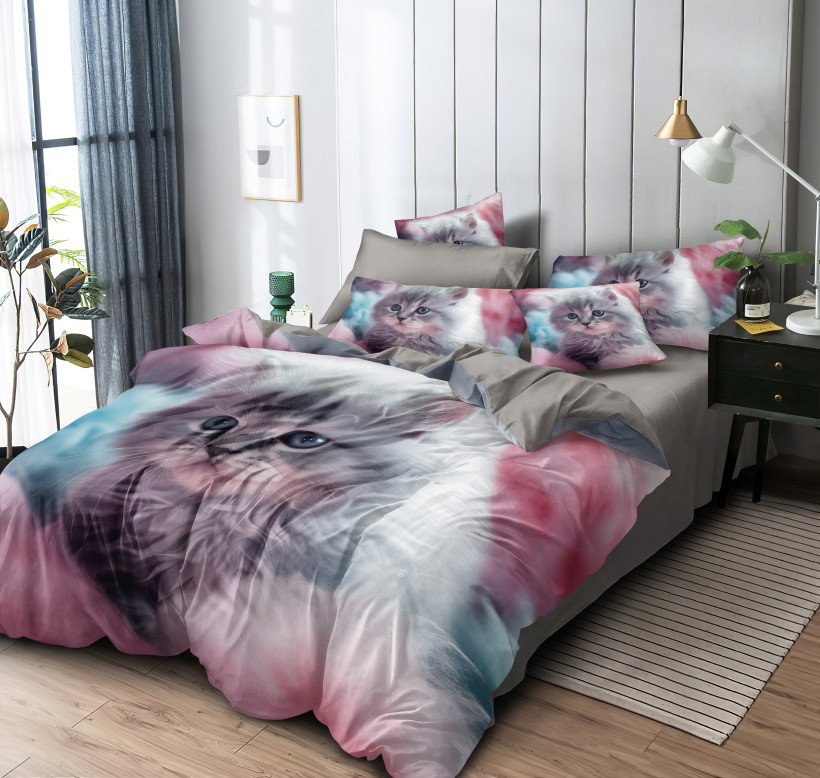 Pościel 160x200cm 3 częściowa 100% mikrofibra kotek SMY-3132
