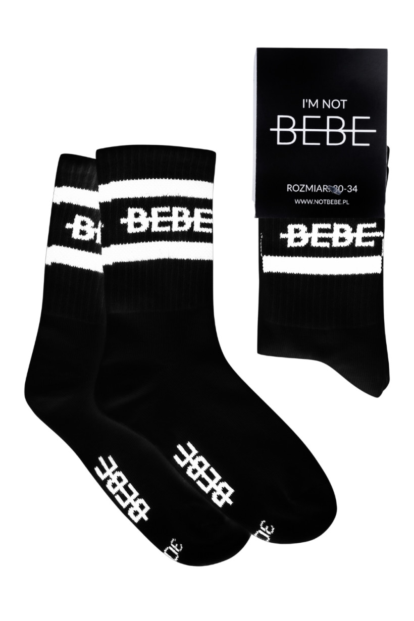SKARPETY CZARNE Z BIAŁYM PASKIEM I'M NOT BEBE