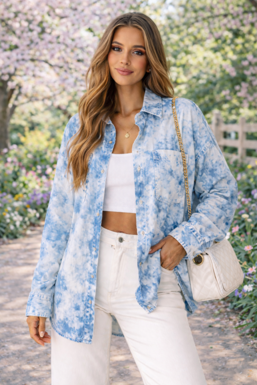 KOSZULA DEKATYZOWANA JEANSOWA