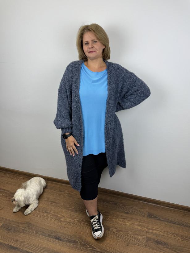 Italia nr.3 - Sweter/ Kartigan melanżowy, bukla - wł. - 0223 - jeans