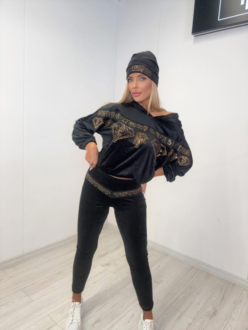 Komplet welur Paparazzi Fashion Czarny