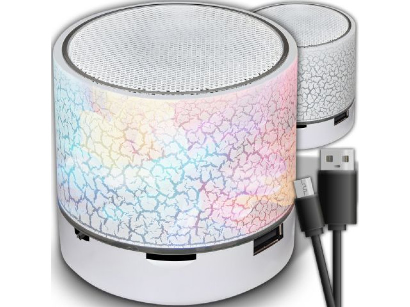 GŁOŚNIK PRZENOŚNY BLUETOOTH OKRĄGŁY biały