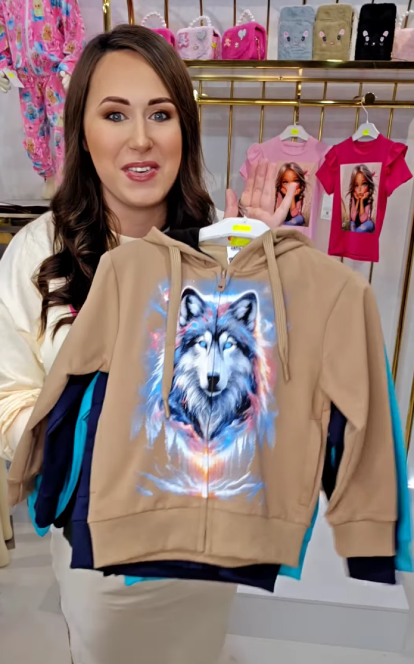 Bluza na zamek WILK  YL-783A6- KARMEL