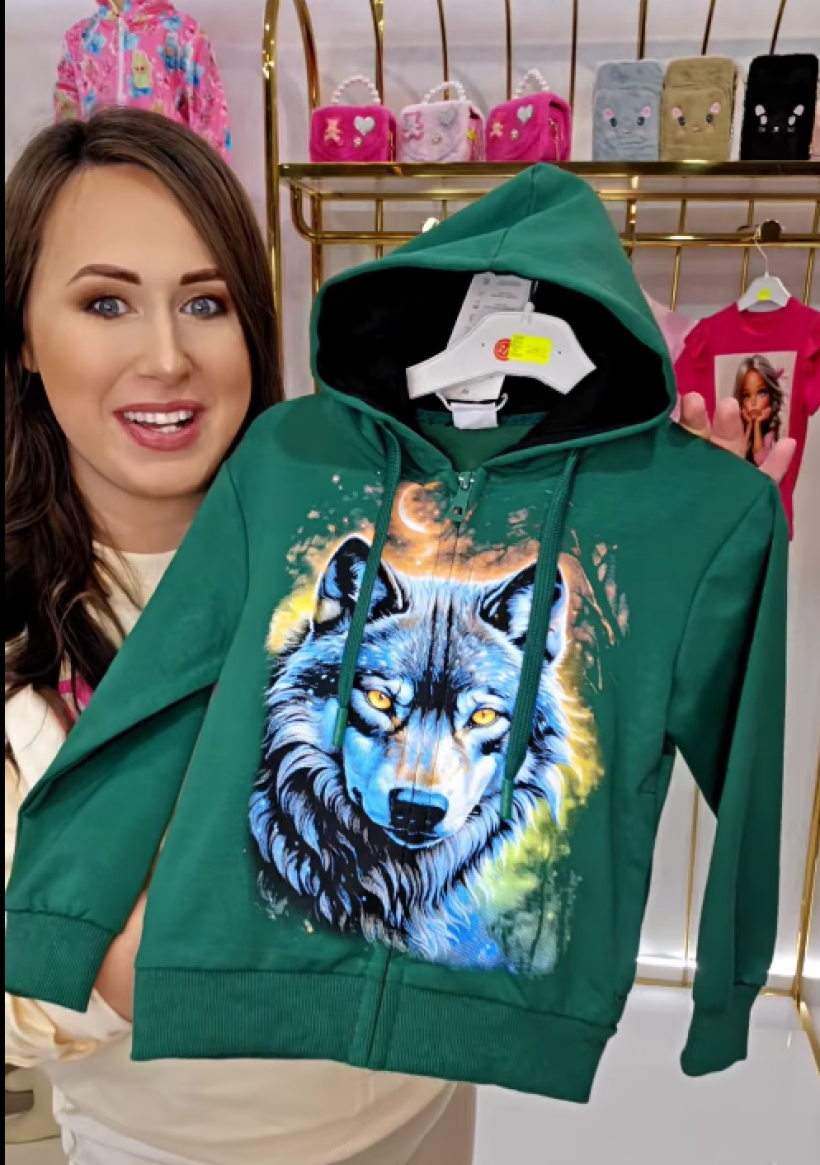 Bluza na zamek WILK  YL-784A4- BUTELKOWA ZIELEŃ