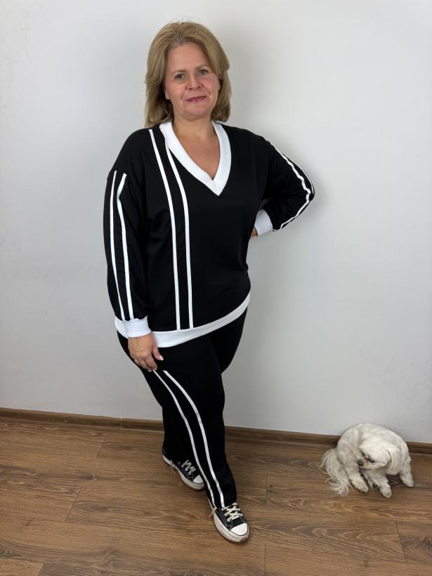 Komplet Bluza+Spodnie z lampasami - ww - 916 - czarny