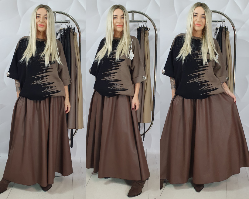 SPÓDNICA MAXI ZULINA 660941/22439 GK1  EKO -SKÓRA