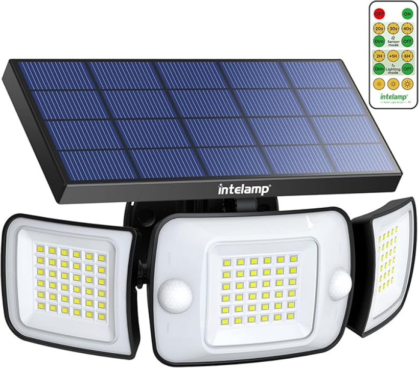 INTELAMP Solarny zewnętrzny reflektor LED 6000mAh
