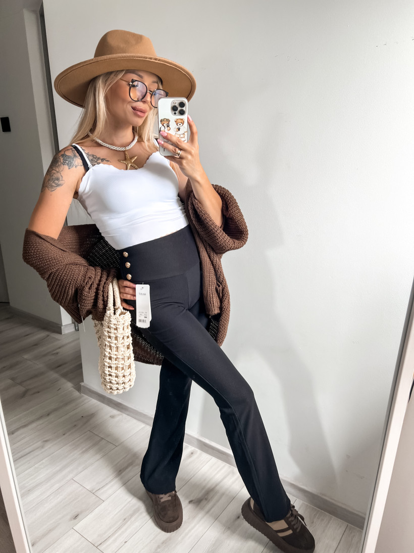 Leginsy dzwony prążek W5115 guziki