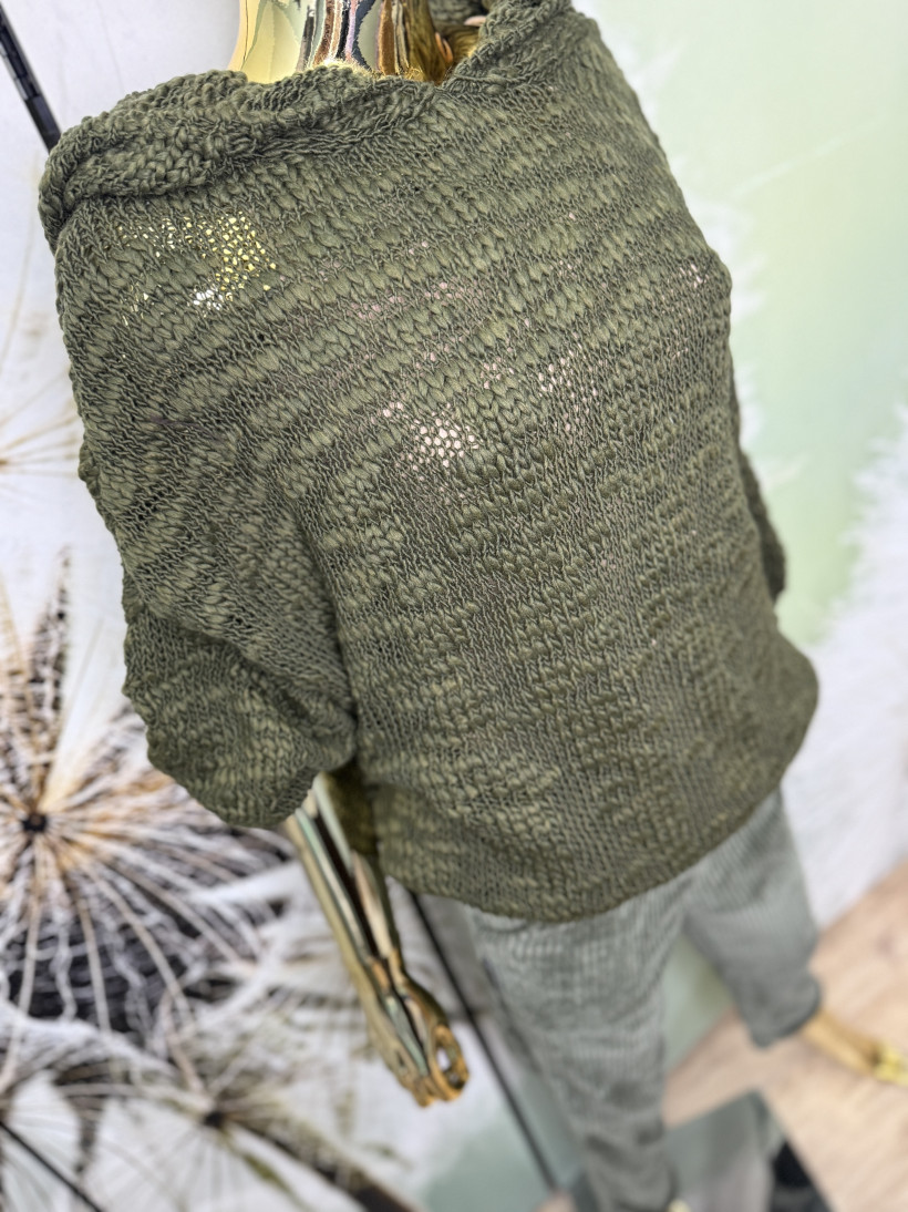 Bluza z przędzy płomykowej z kapturem Minouu