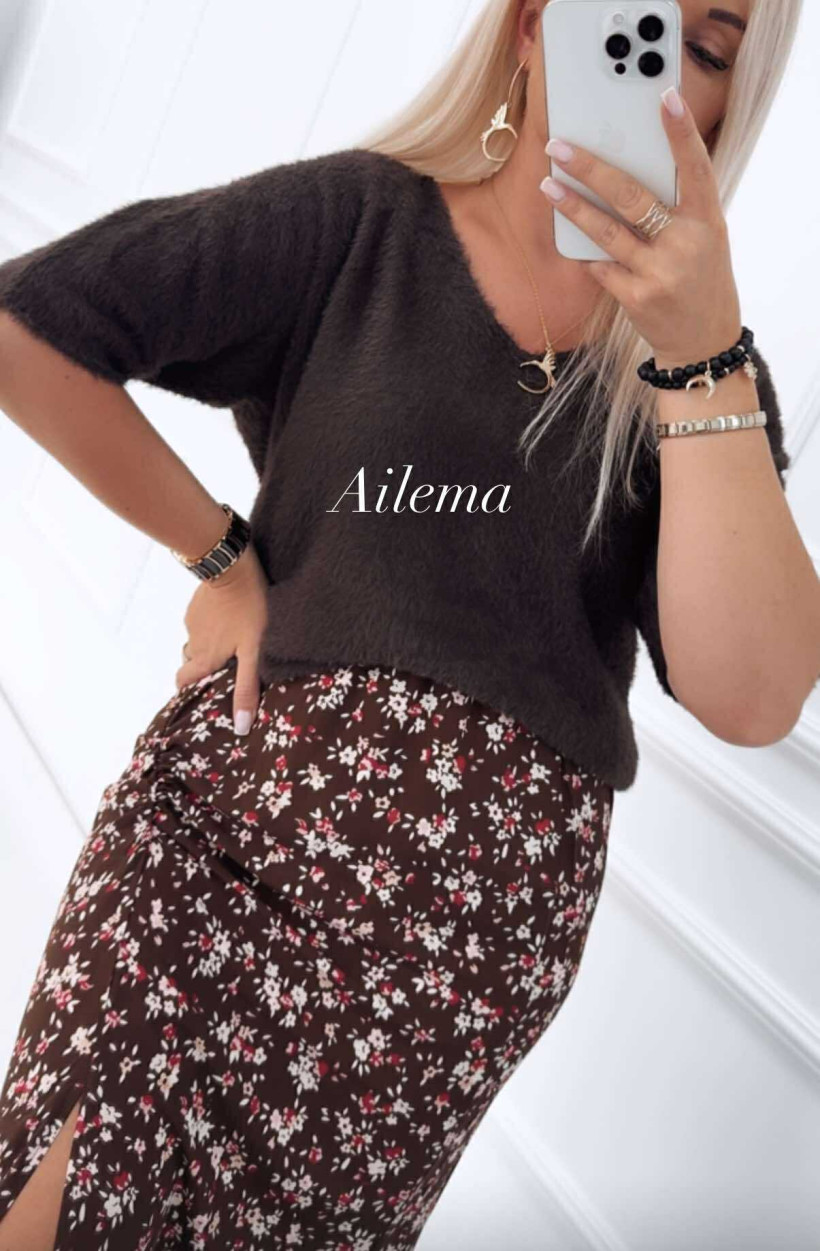 Sweter T2213 alpaka, krótki rękaw 