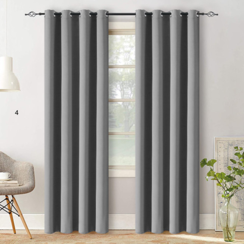Zasłona gładka półzaciemniająca 140x250 cm – blackout na przelotkach, elegancka dekoracja okna szara P04