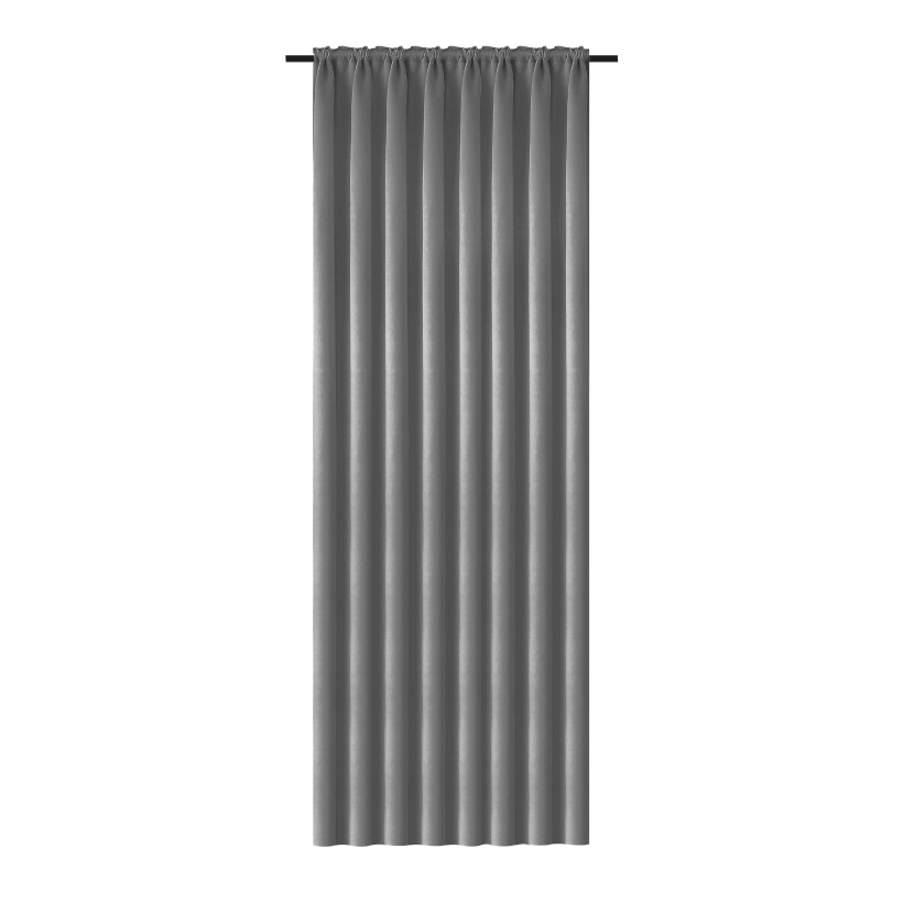 Zasłona gładka półzaciemniająca 140x250 cm – blackout na taśmie marszczącej, elegancka dekoracja okna szara P04