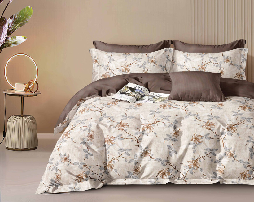 Pościel 160×200 Cienka Flanela 100% Mikrowłókno Dwustronna Beżowa z Brązem