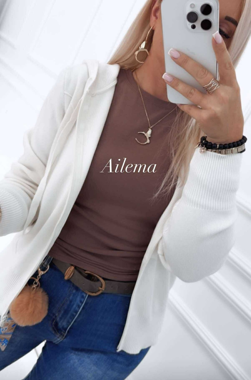 Bluza sweterkowa WY-7624 z kapturem na zamek 