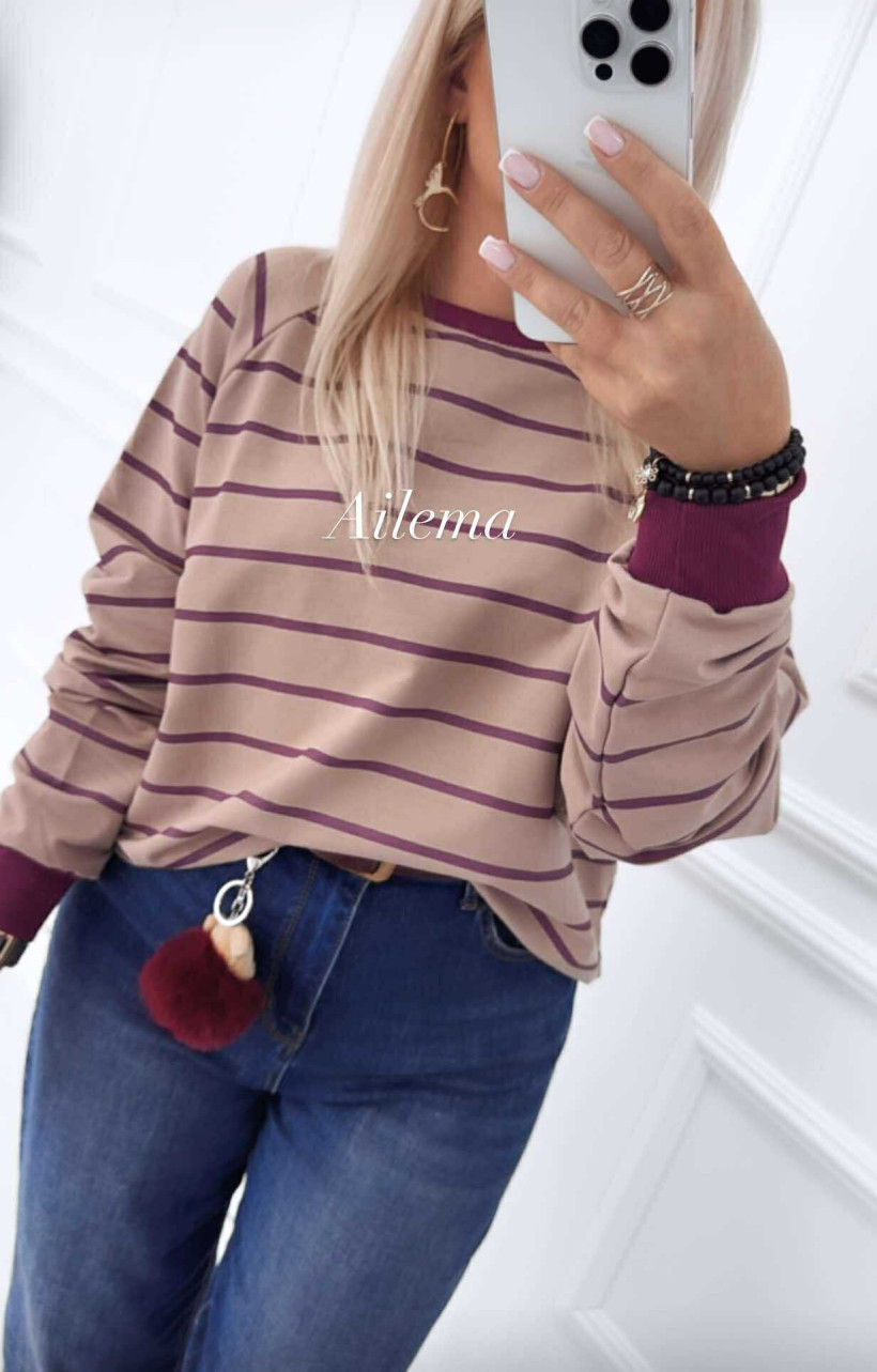 Bluza Motion w paski ze ściągaczem