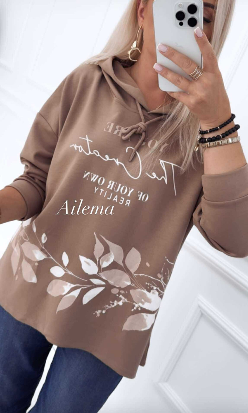 Bluza Megi B1598 z napisem i kwiaty