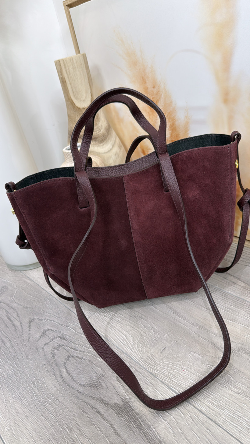 TOREBKA POLA MIDI ZAMSZ NATURALNY - BURGUND