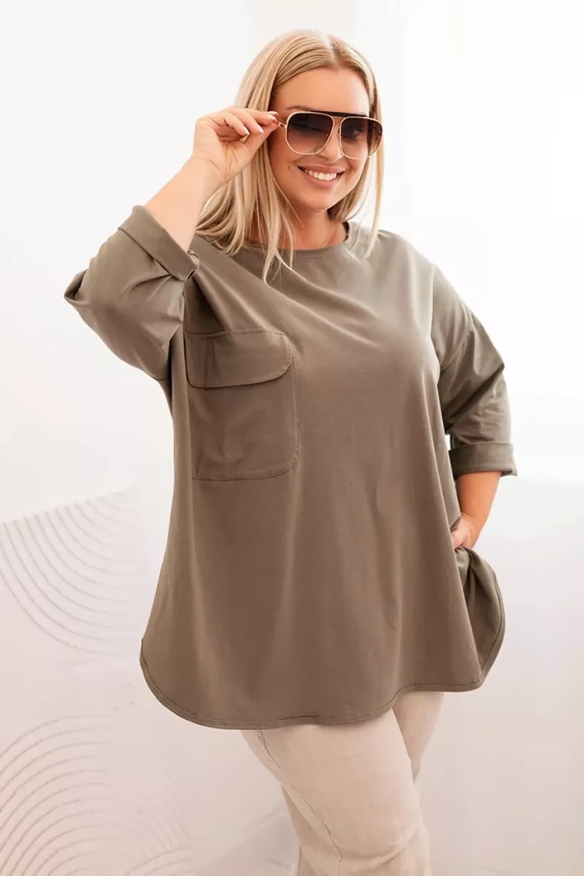 Bluzka damska Plus Size-khaki