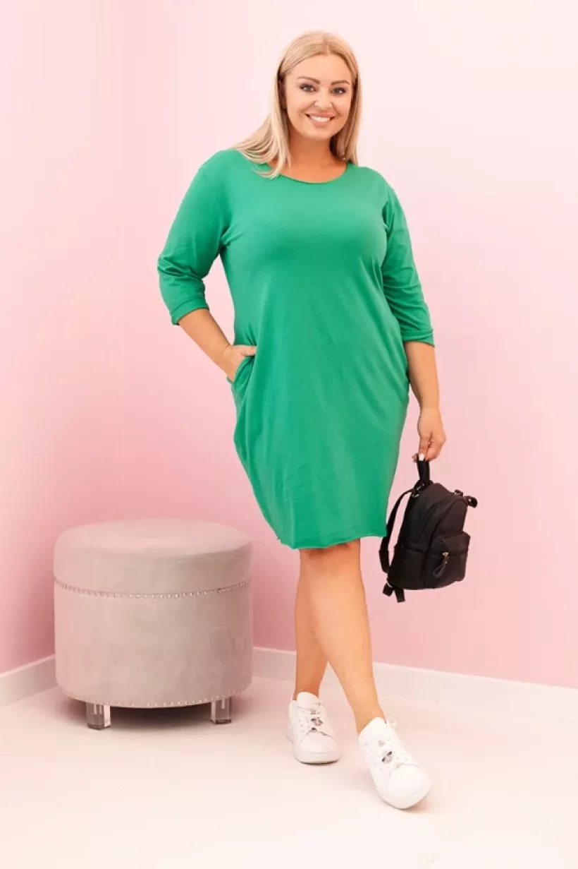 Sukienka damska Plus Size z bawełną o prostym kroju L–4XL - zielona