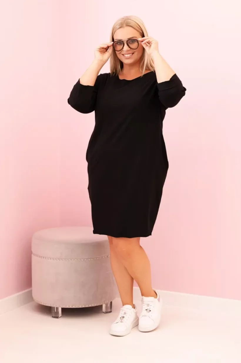 Sukienka damska Plus Size z bawełną o prostym kroju L–4XL-czarny