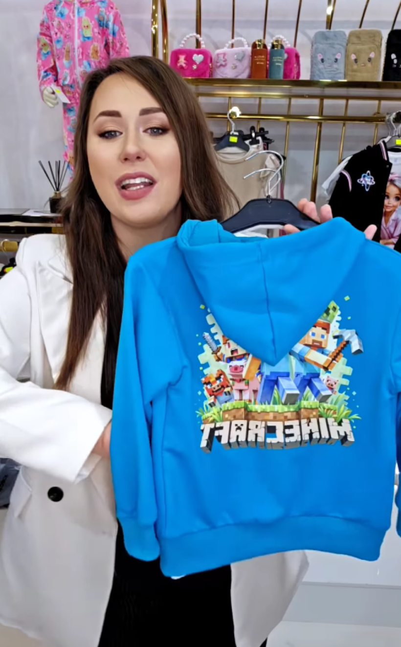 Z Bluza na zamek YL-028A3- TURKUS - MINECRAFT po 3 postacie