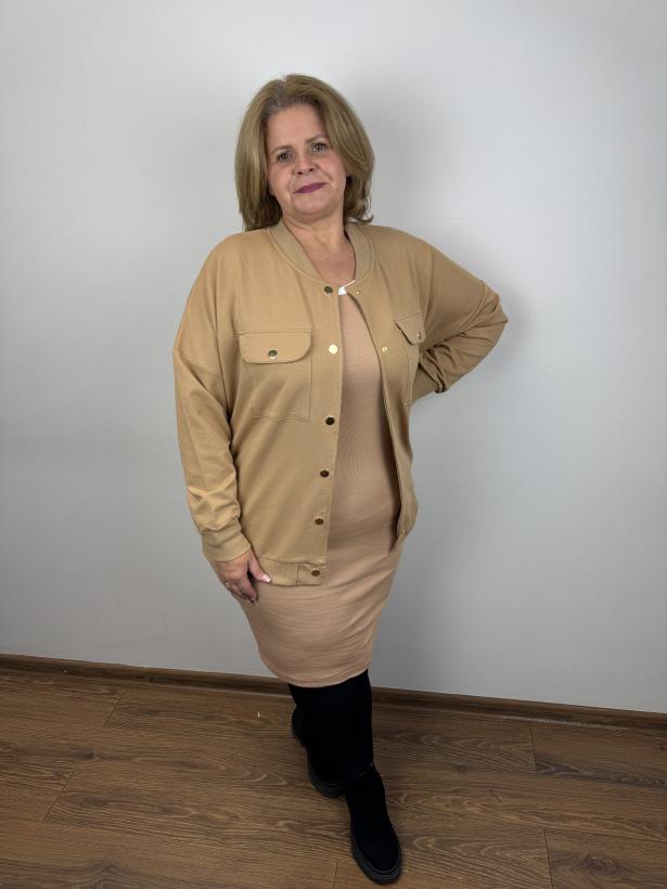 Komplet sukienka + bomberka - 283 - kamelowy