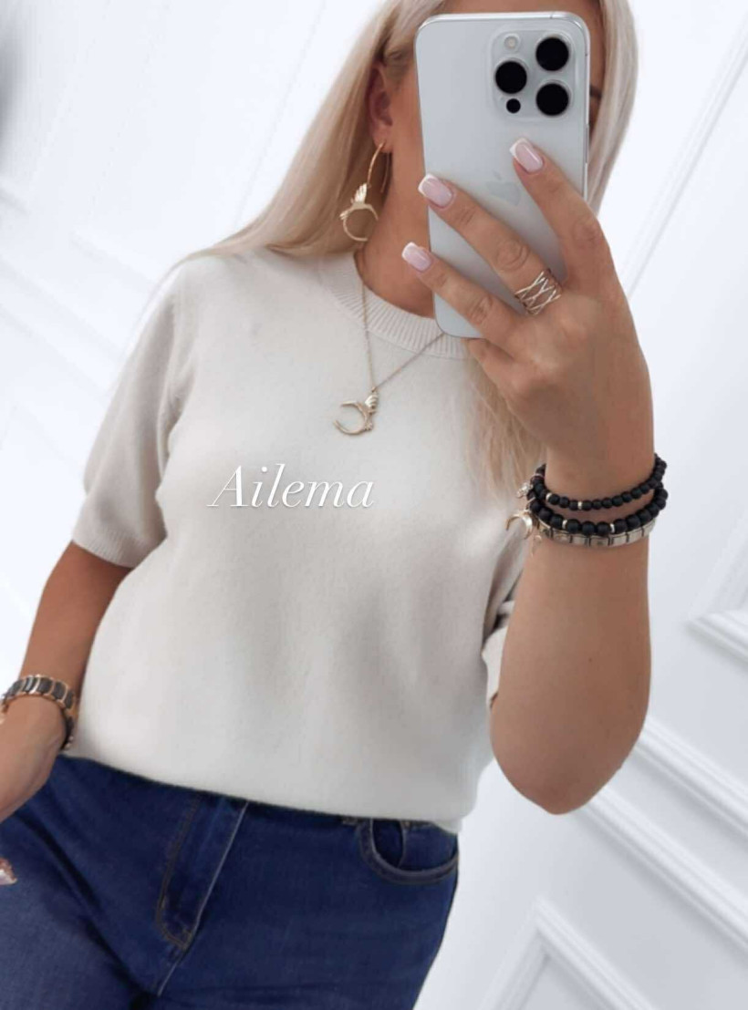 Sweter LH fashion T-6526 gładki, krótki rękaw