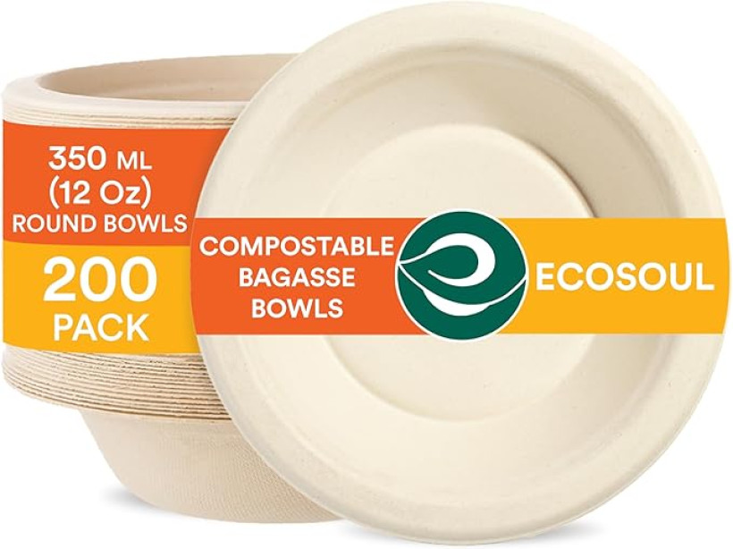 ECO SOUL 15cm okrągłe talerze do zupy kompostowalne 200szt 350 ml
