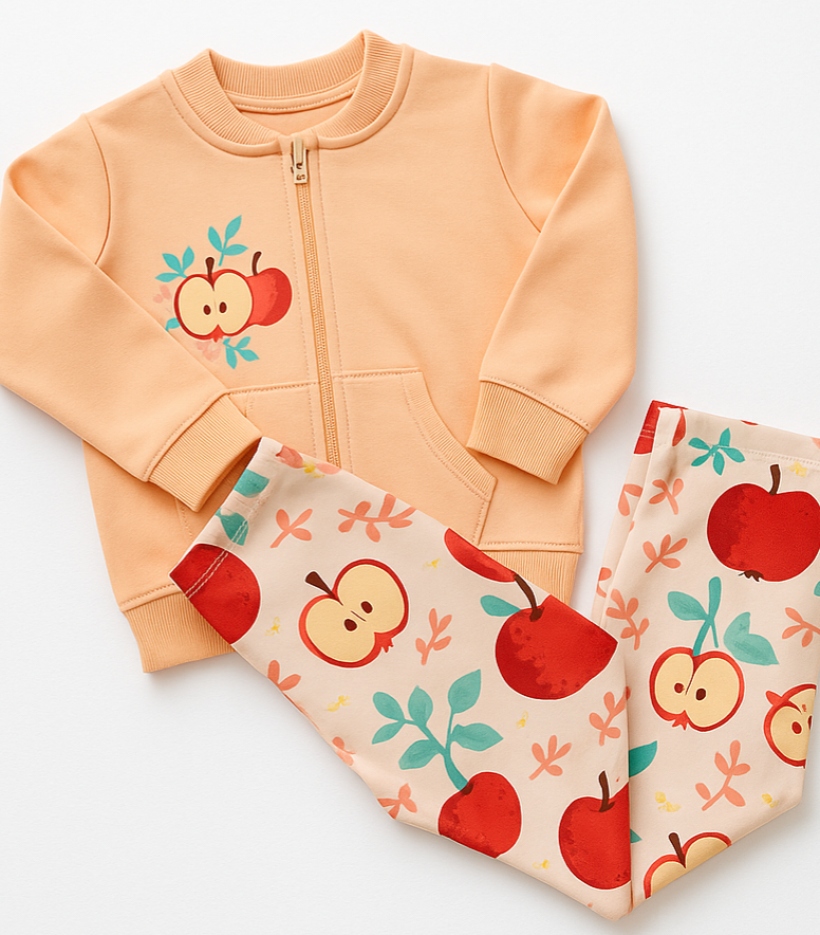 KOMPLET JABŁUSZKA-BOMBERKA Z APLIKACJĄ + DZWONY MAM TEN LUZ 