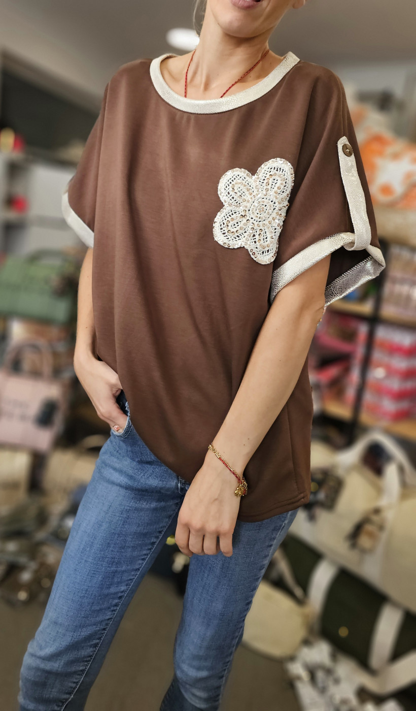 TOP CHOCO FLEURI TU 38 AU 48
