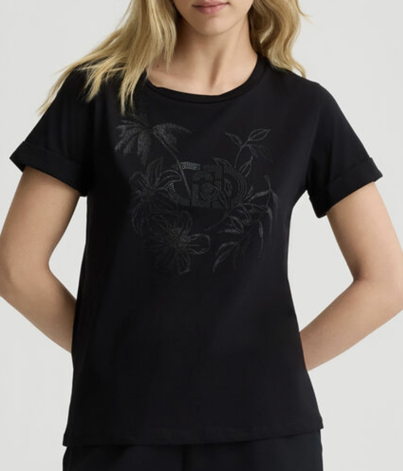 T-shirt Liu Jo TA5180 JS923 flowers czarny