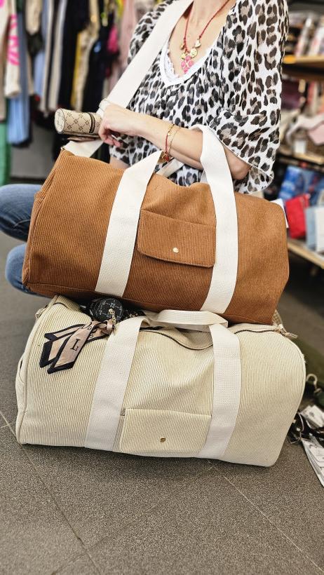 SAC VOYAGE VELOURS CÔTELÉ 