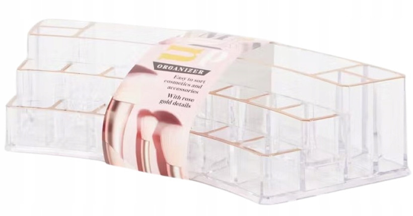 Make Up Organizer Pojemnik na kosmetyki dop makijażu złoto-różowy