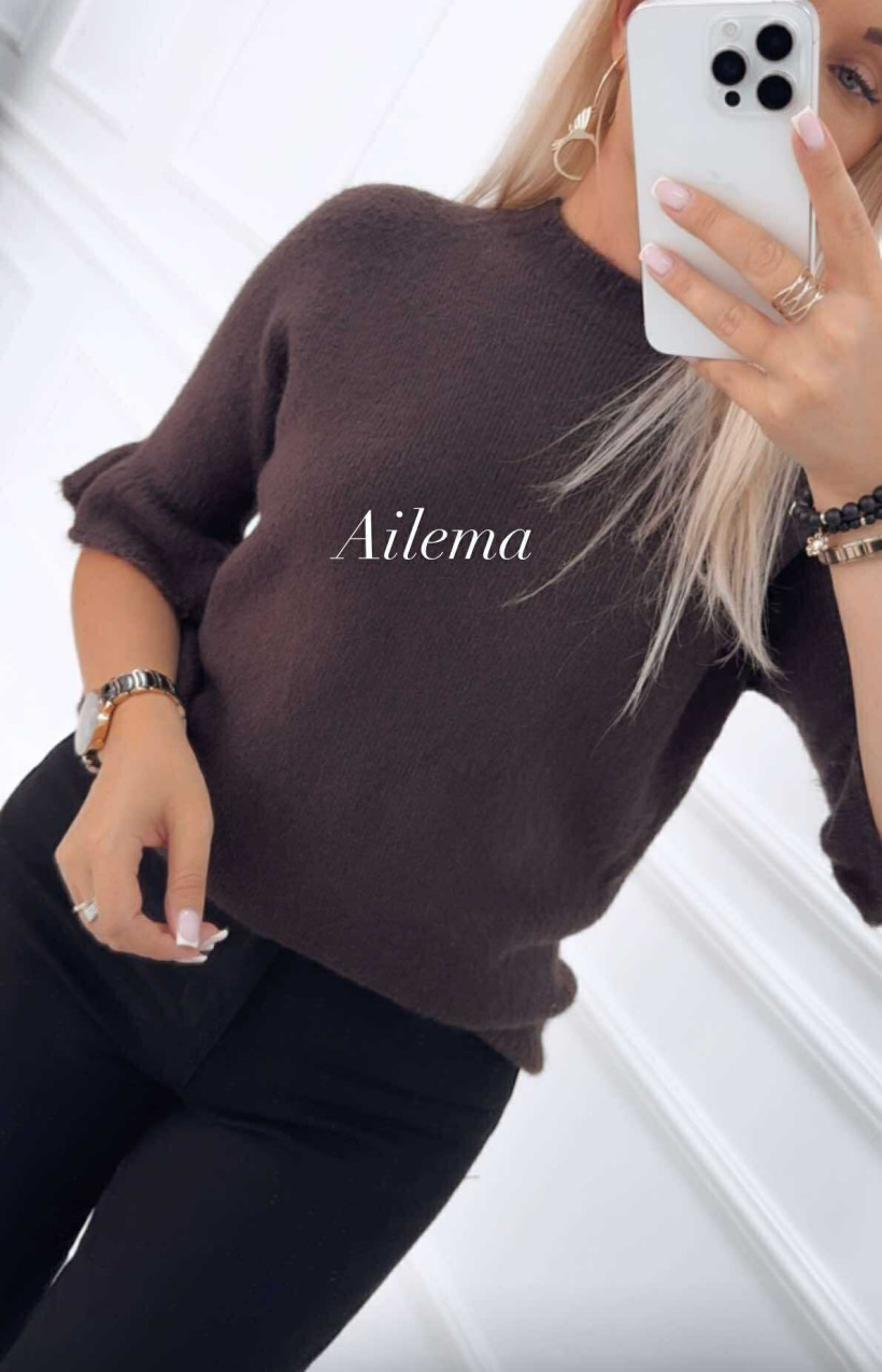 Sweterek ab2080 z falbanką baby alpaka