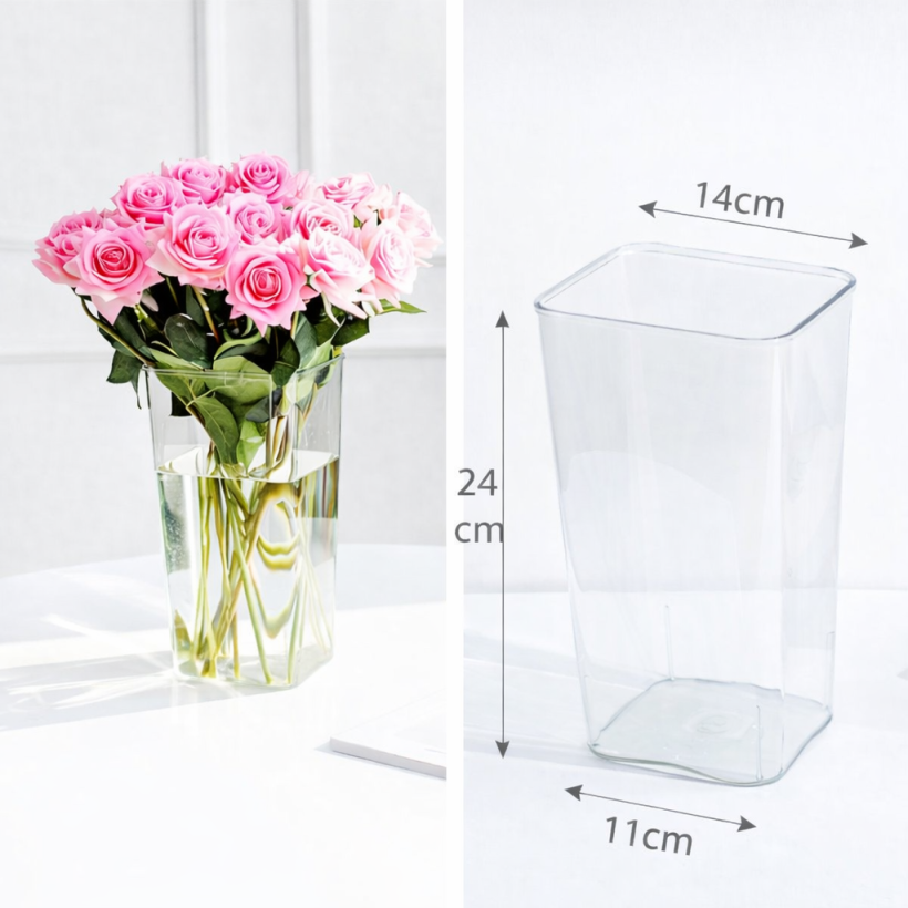 Wazon plastikowy transparentny 24 cm