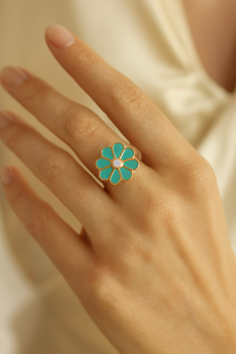 BAGUE ACIER FLEUR