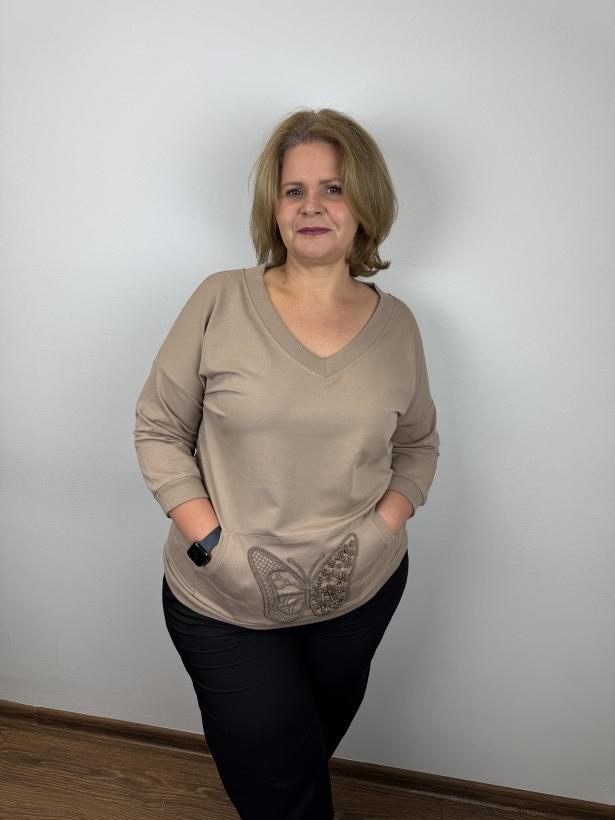 Bluza z kieszenią, motyl - megi - 2XL - 2089 - fango