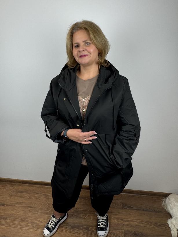 Kurtka ocieplana zapinana na zamek z kapturem - west - 5XL - B8557-26 - czarna