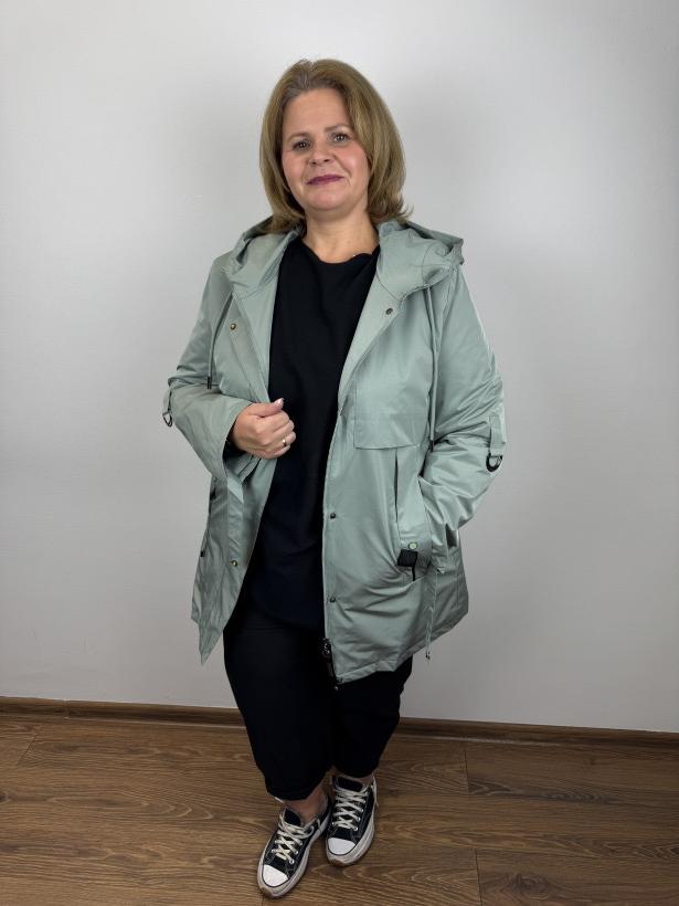 Kurtka ocieplana zapinana na zamek z kapturem - west - 6XL - B8557-26 - mięta