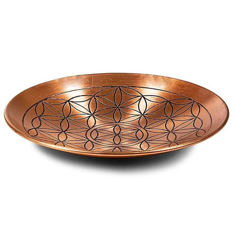 Assiette de cuivre motif fleur de vie 15CM