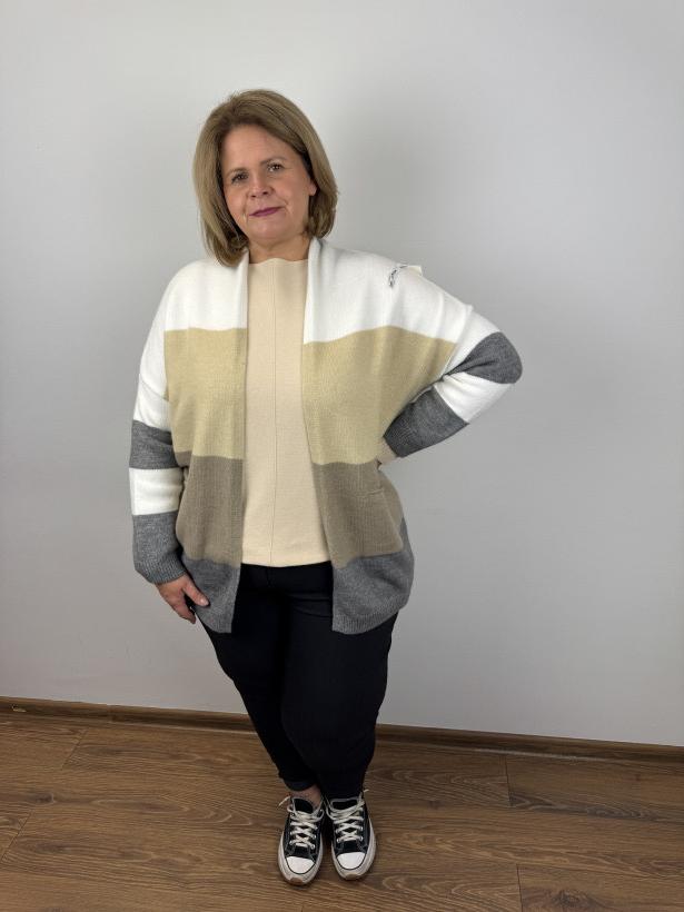 Sweter/Narzutka w pasy - every - (s/m, l/xl) - 6261 - popiel